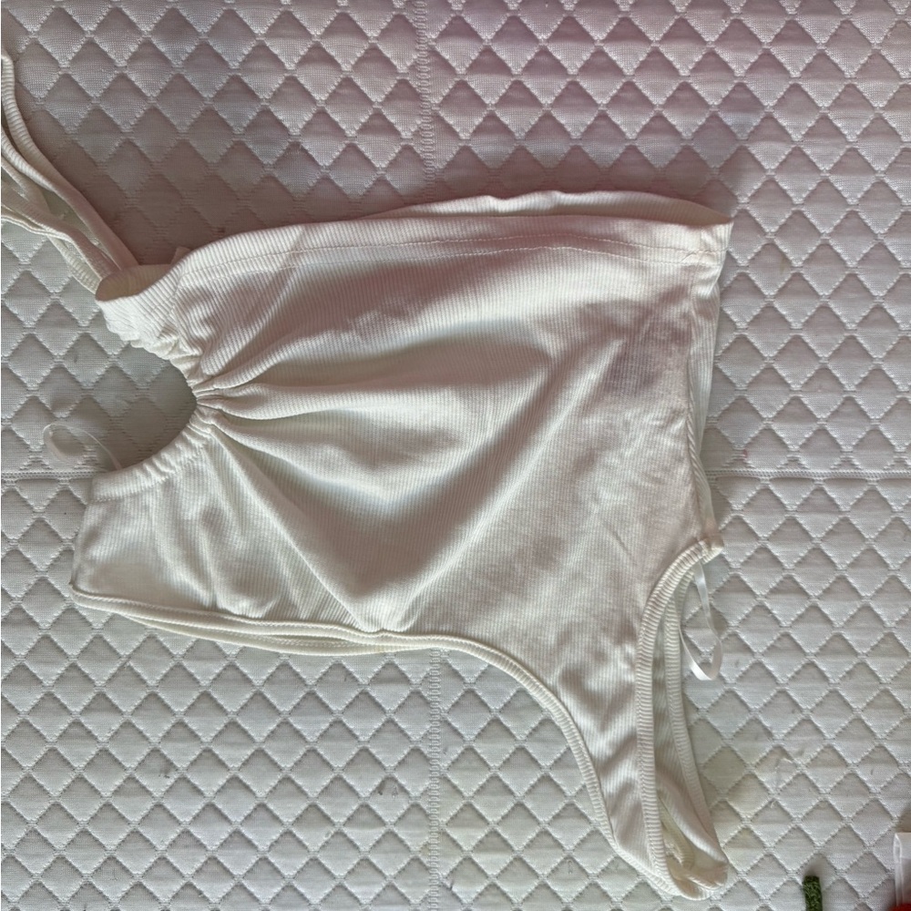 White Ribbed Women's Bodysuit
